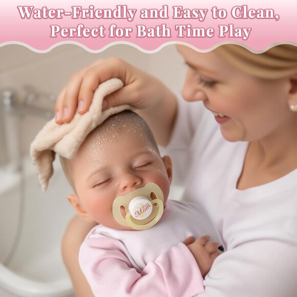 Realistic Baby Doll with Pink Outfit and Pacifier - Picture 3 of 9